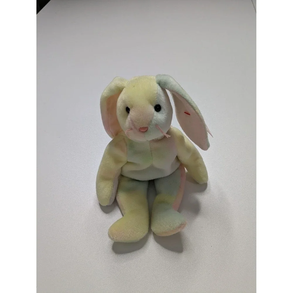 Plush Toy Ty Kids Small Green Hippie Bunny Rabbit Pastel Tie-Dye Beanie Baby